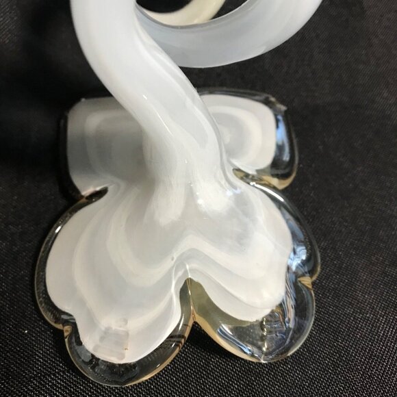 Vintage Murano Style Hand Blown Glass Lily Flower Art Glass Spiral Stem - Picture 9 of 12
